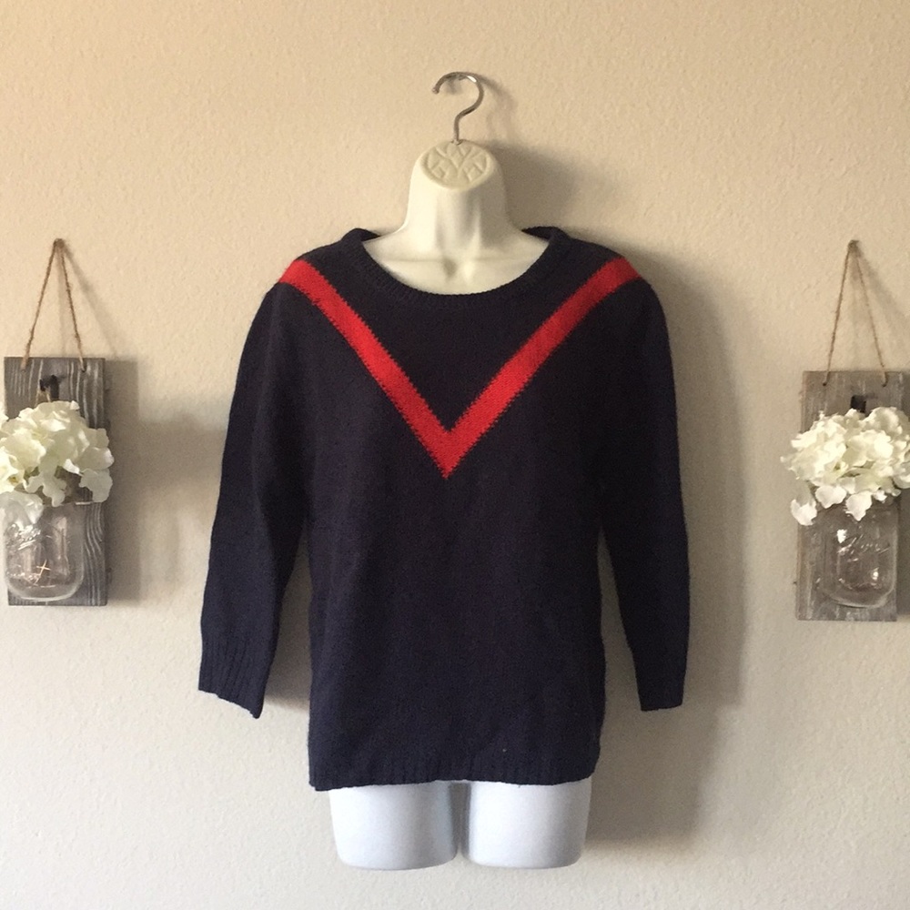 J. Crew Sweater | Dark Blue with Red accent